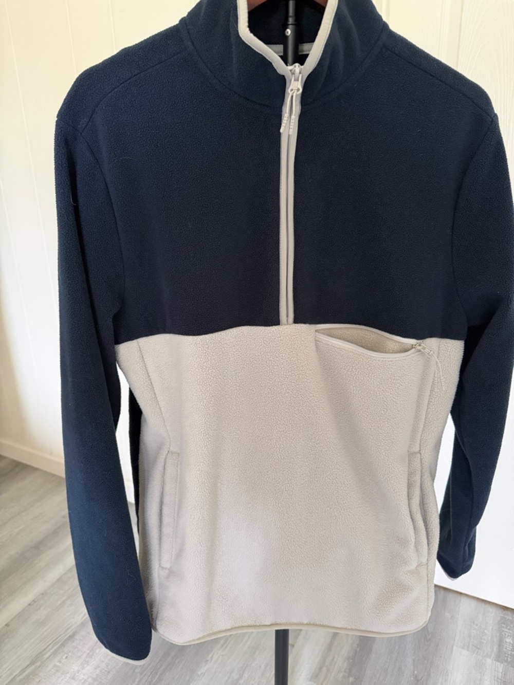 Goodfellow & Co Two-Tone Half-Zip Fleece Pullover - Navy & Light Gray
